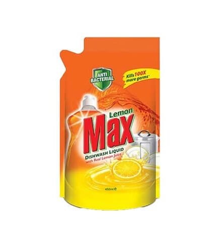 Lemon Max Dishwash Anti Bacterial Liquid 450ml Pouch